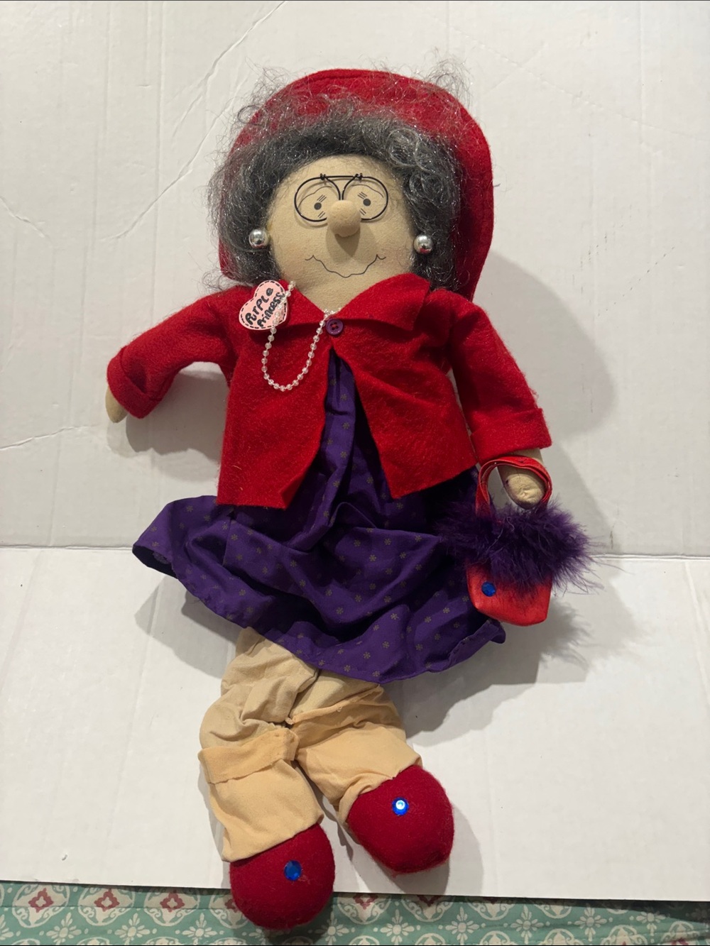 Purple  princess 23 inch red hat, Society cloth doll